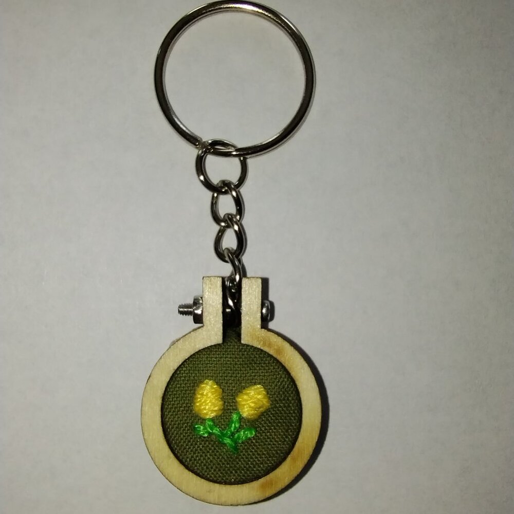 Yellow Wildflower Embroidery Keychain